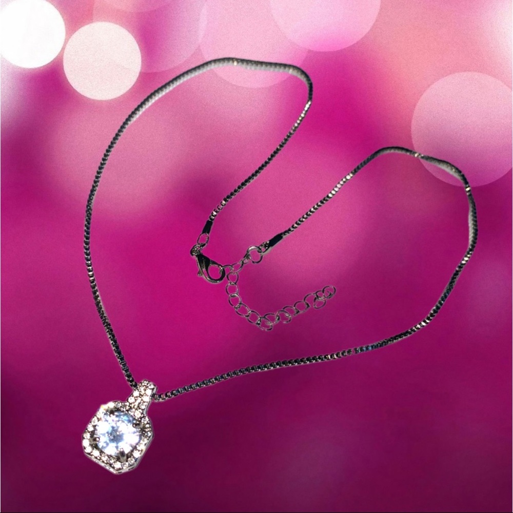 Silver & White Topaz CZ Necklace